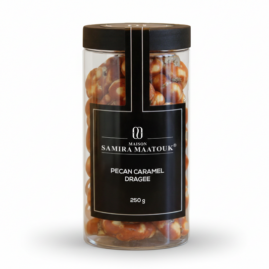 DRAGEE JAR PECAN CARAMEL 250G NEW